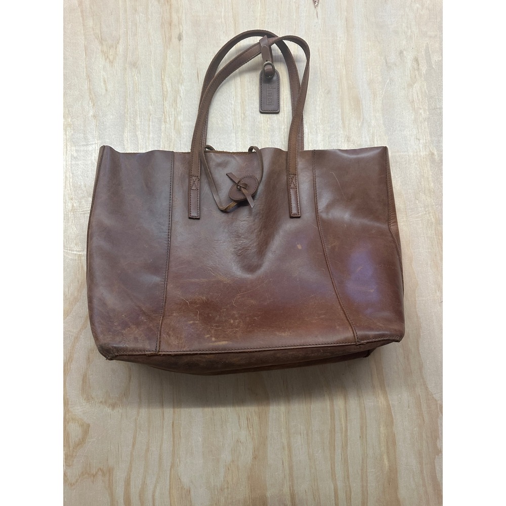 Baseballism Womens Leather Tote Bag Brown Distressed Large Shoulder Bag Cognac